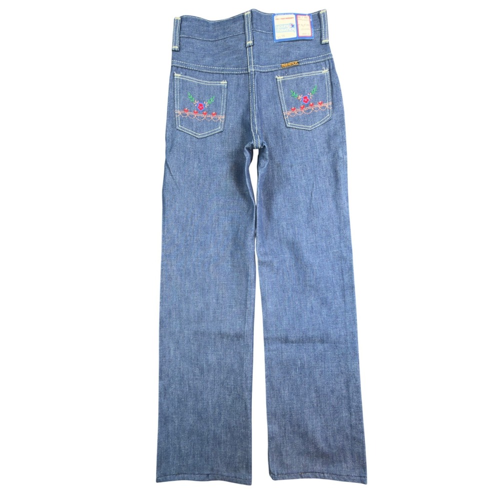 Young Maverick Jeans Girls 7 Regular Blue Cotton Straight Floral Vintage 80s NOS